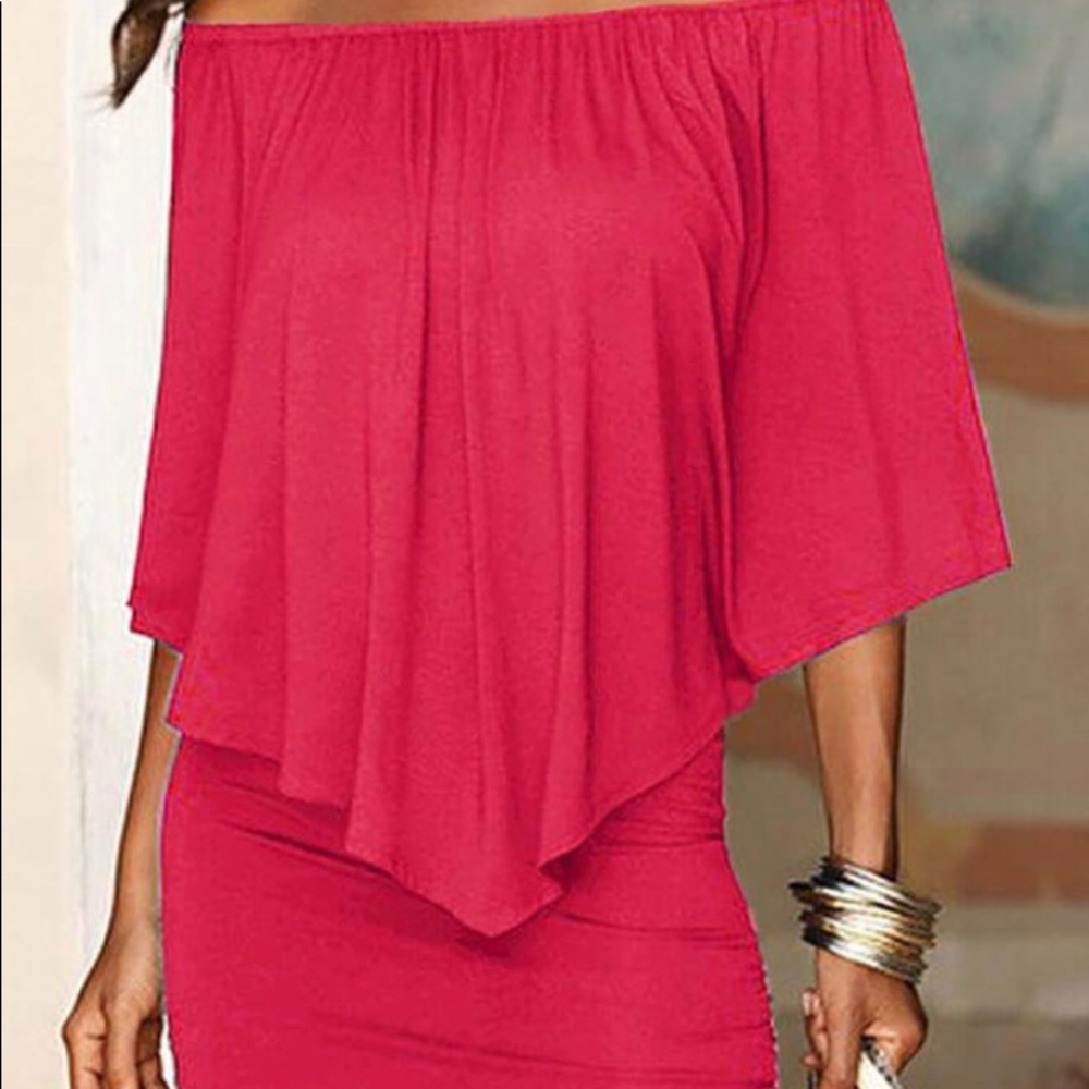 Off Shoulder Ruffles Bodycon Mini Dresses - Picture 7 of 8